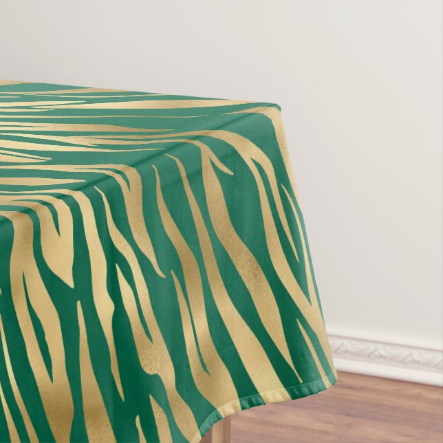 Toalha De Mesa Série Esmeralda e Ouro Safari Design 2 (Posição Original)