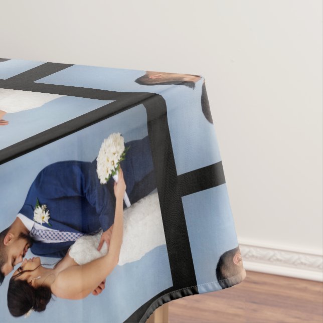 Toalha De Mesa Seu padrão fotográfico em preto personalizado (Posição Original)