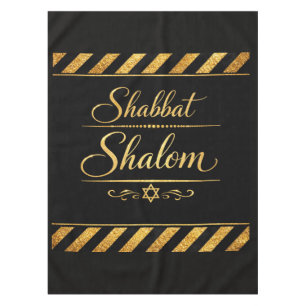 Toalha De Mesa Shabbat Shalom Judaica Judaico Dourado Preto Luxo