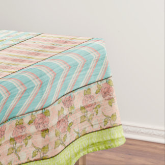 Toalha De Mesa Shabby Rosa Pastel Patterno sobre Algodão de Madei