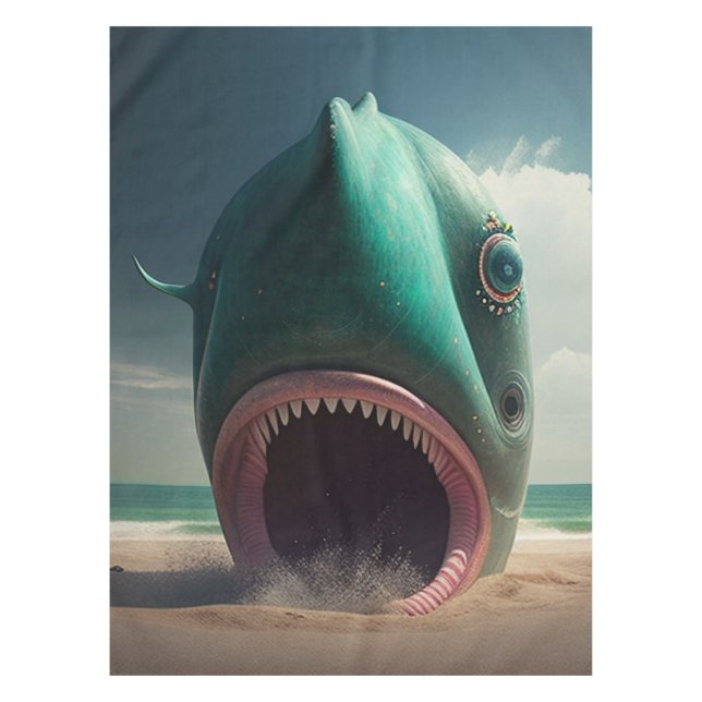 Toalha De Mesa Shark sculpture on the beach (Frente)