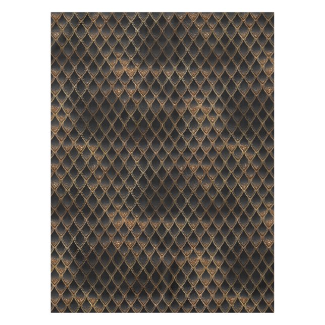 Toalha De Mesa Shimmering Black & Dourado Glitter Dragon Scales (Frente)