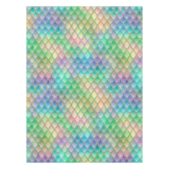 Toalha De Mesa Shimmering Pastel Rainbow & Glitter Dragon Scales (Frente)