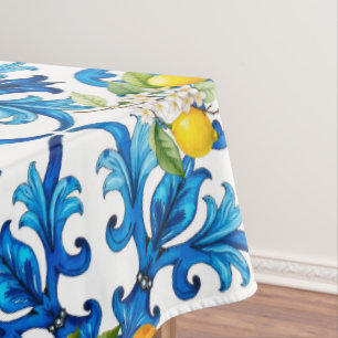 Toalha De Mesa Siciliano,verão,limão,mosaico,azul,