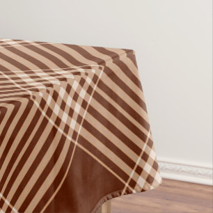 Toalha De Mesa Sienna Brown e Xadrez Branca