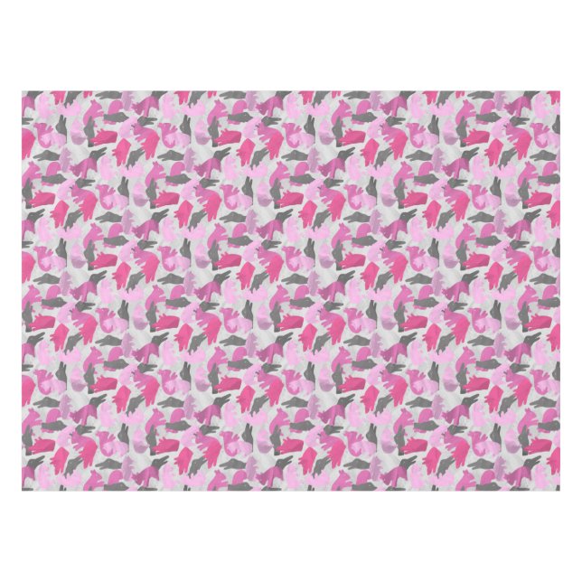 Toalha De Mesa Silhouette Animal Camouflage - Rosa (Frente (Horizontal))