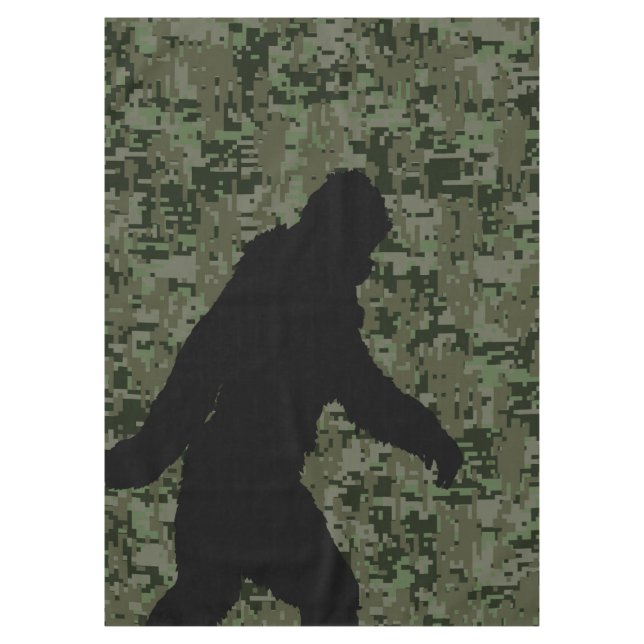 Toalha De Mesa Silhueta Bigfoot na Camuflagem Digital Woodland (Frente)