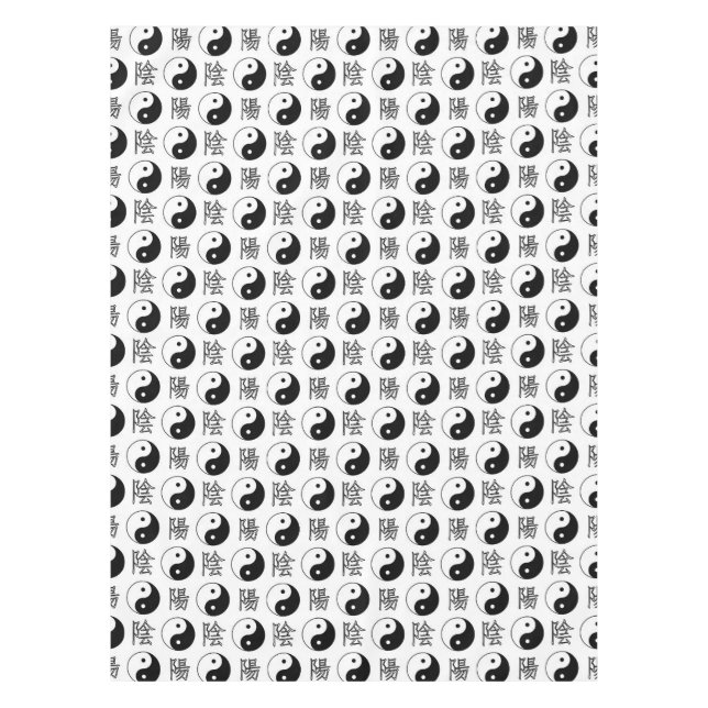 Toalha De Mesa Símbolo branco Yinyang Padrão chinês (Frente)