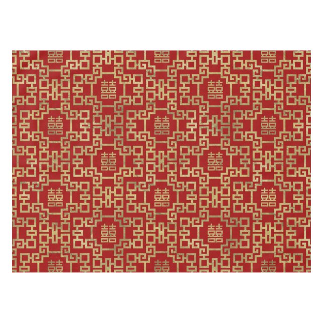 Toalha De Mesa Símbolo chinês da felicidade do dobro do teste (Frente (Horizontal))