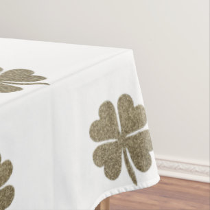 Toalha De Mesa Símbolo de Boa Sorte de Trevo Dourado Padrão Elega