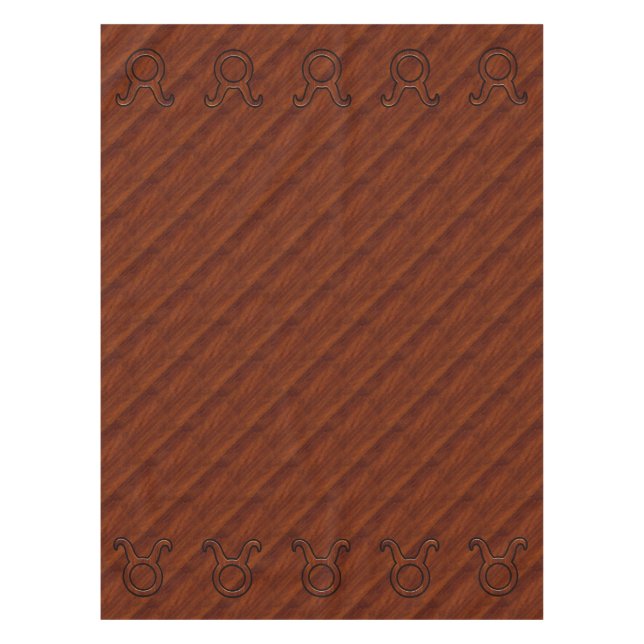 Toalha De Mesa Símbolo Taurus Zodiac em Mahogany como impressão (Frente)