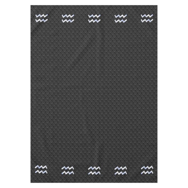 Toalha De Mesa Símbolo Zodiac de Prata Moderno Aquário em Cobra (Frente)