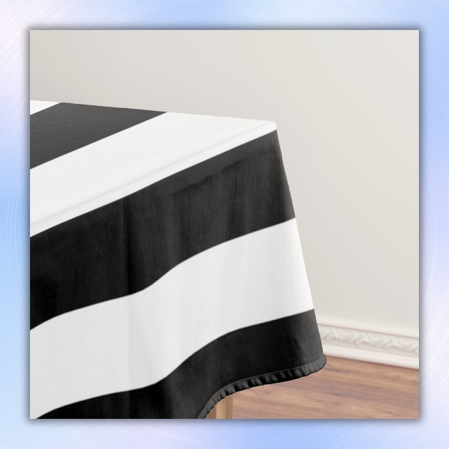Toalha De Mesa Simples Black and White Stripes | (Criador carregado)