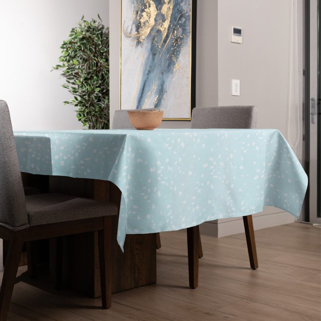 Toalha De Mesa Simples Luz Festiva Pontos Brancos Espetados (Blue and white snow speckles pattern festive tablecloth. )