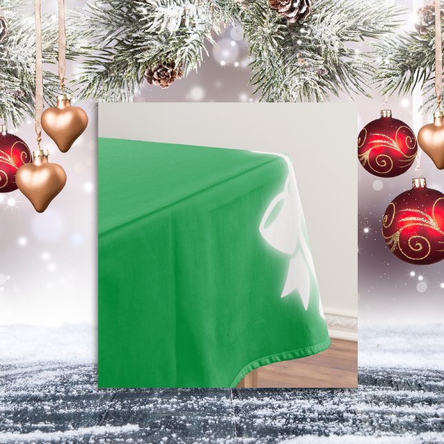 Toalha De Mesa Simples Natal do Decor Branco em Verde | (Criador carregado)