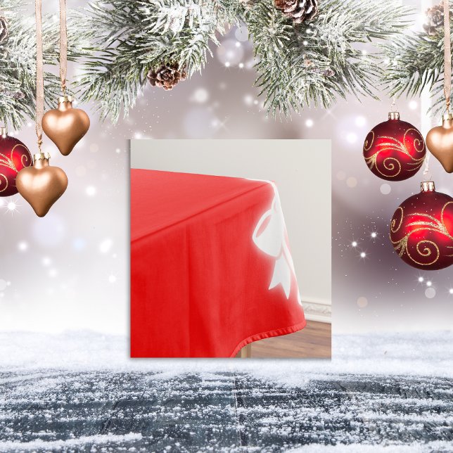 Toalha De Mesa Simples Natal do Decor Branco em Vermelho | (Criador carregado)