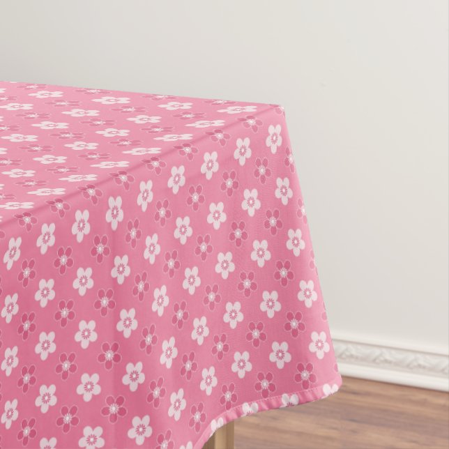Toalha De Mesa simples padrão floral sólido rosa retrofluxo peque (Posição Original)