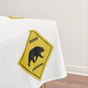 Toalha De Mesa sinal de cruzamento de urso silhueta de urso w