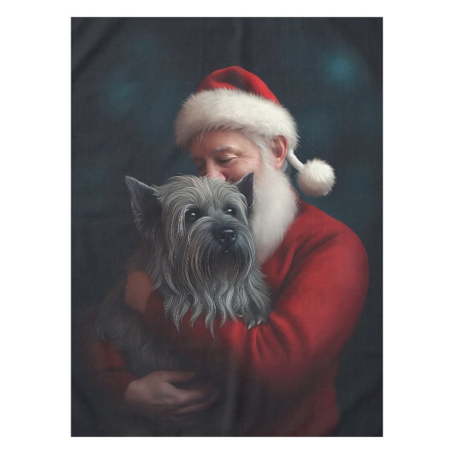 Toalha De Mesa Skye Terrier com Papai Noel Natal Festivo (Frente)