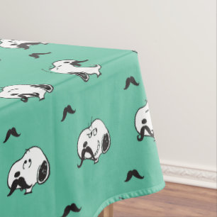 Toalha De Mesa Snoopy Mustaches & Teal Patterno