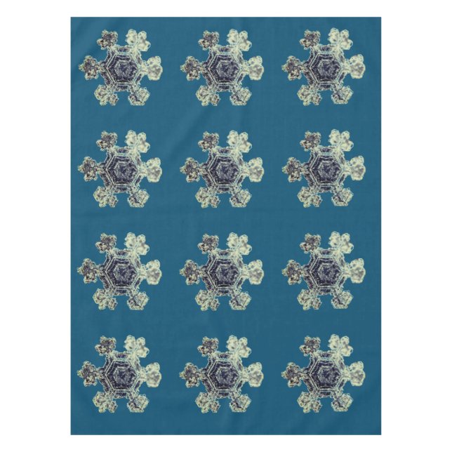 Toalha De Mesa Snowflakes Turquoise Tablecloth (Frente)