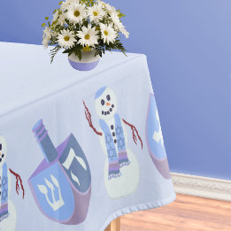 Toalha De Mesa Snowman Dreidels Blue Jueway Holiday Hanukkah