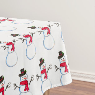 Toalha De Mesa Snowman watercolor Festivo Xmas Festivo Inverno bo