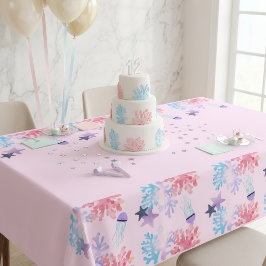 Toalha de Mesa Sob o Mar Aniversário Rosa e Roxo