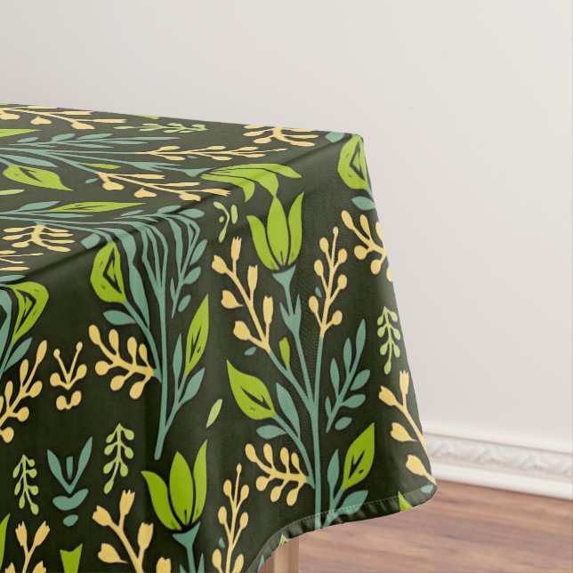 Toalha De Mesa Sofisticado padrão floral azul e bege (Posição Original)