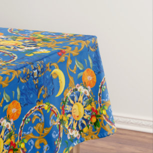 Toalha De Mesa Sol siciliano,meia lua,verão,majolica,limão