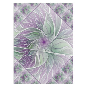 Toalha De Mesa Sonho da flor, arte verde roxa abstrata do Fractal