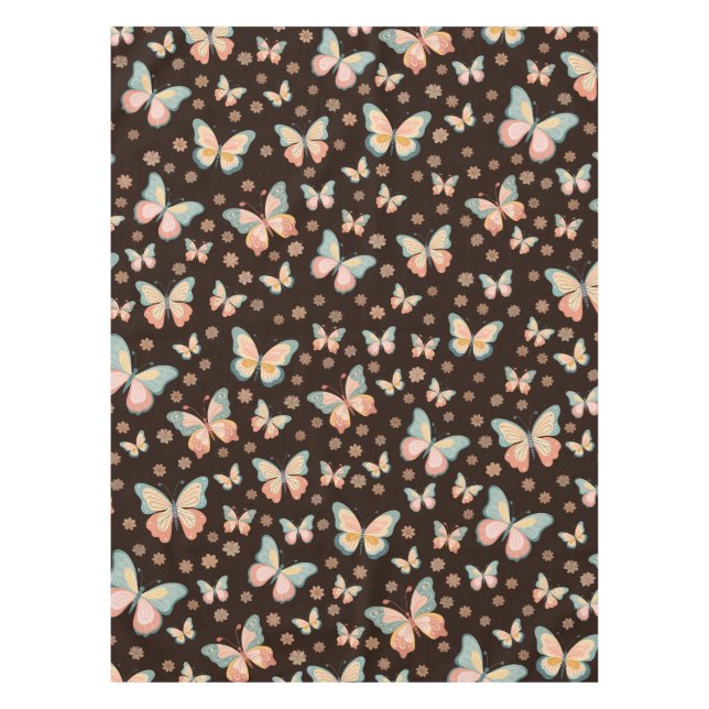 Toalha De Mesa Sonhos boêmicos com borboletas e flores. (Frente)