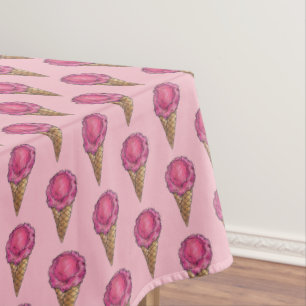 Toalha De Mesa Sorvete de deserto de amora rosa Waffle Cone Comid