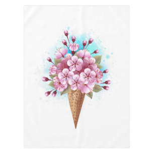 Toalha De Mesa Sorvete Waffle Rosa Sakura Cone
