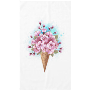 Toalha De Mesa Sorvete Waffle Rosa Sakura Cone