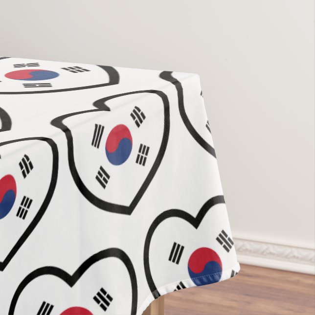 Toalha De Mesa South Korea Flag Heart (Posição Original)