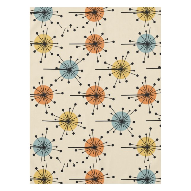 Toalha De Mesa Sputnik Starburst Flowers Retro (Frente)
