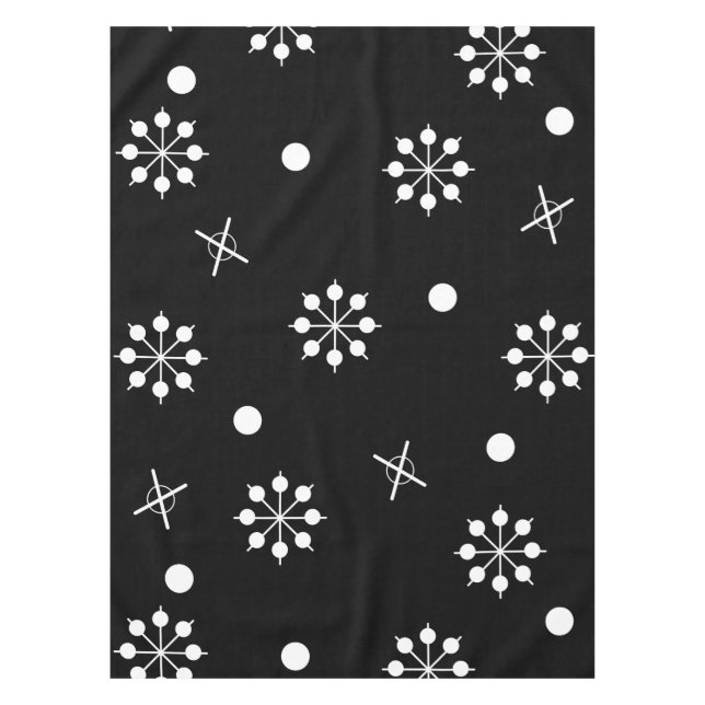 Toalha De Mesa Starbursts de Idade Atômica Preto Branco 2 (Frente)