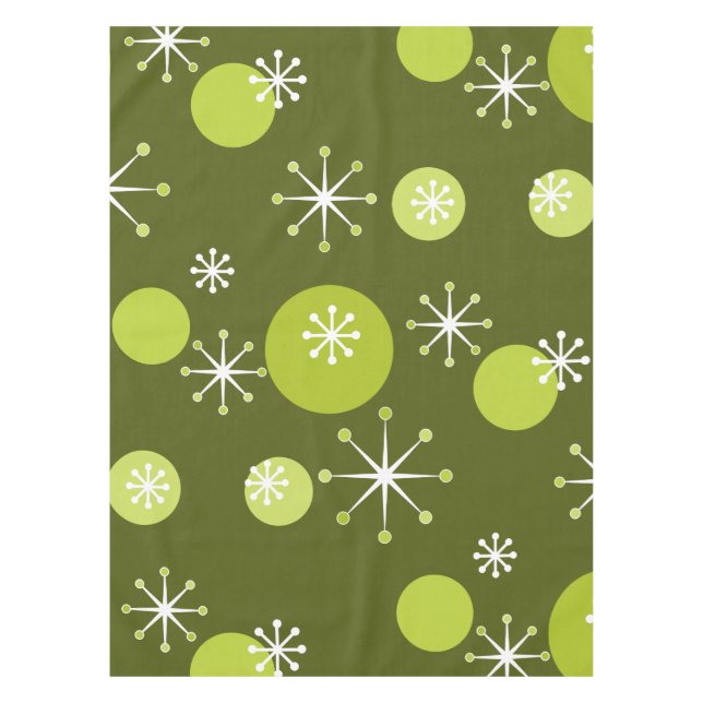 Toalha De Mesa Starbursts Olive Green da Era Atômica (Frente)