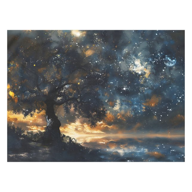Toalha De Mesa Starry Celestial Tree Dreamscape (Frente (Horizontal))