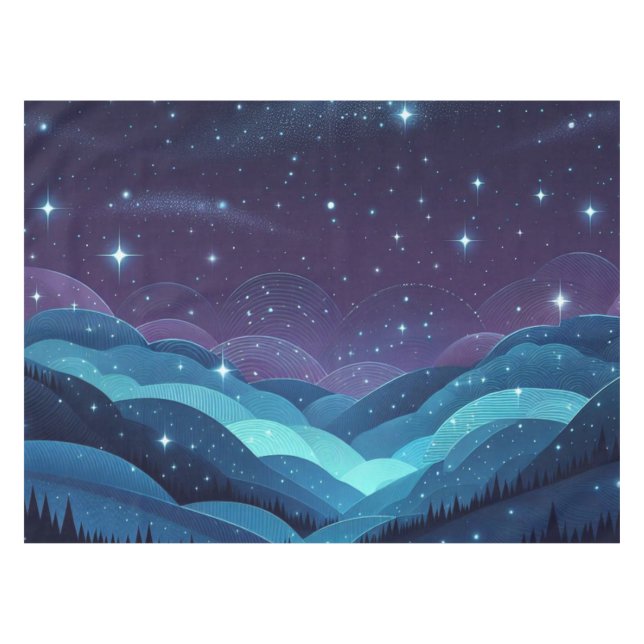 Toalha De Mesa Starry Colinas Night (Frente (Horizontal))
