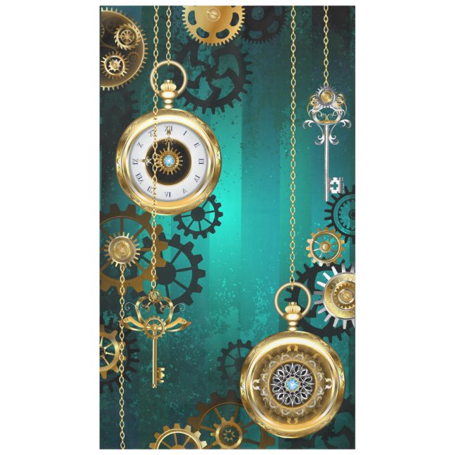Toalha De Mesa Steampunk Jewelry Watch em um fundo verde (Frente)