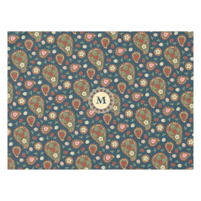 Toalha De Mesa Strawberry Paisley Pattern Tablecloth (Frente (Horizontal))