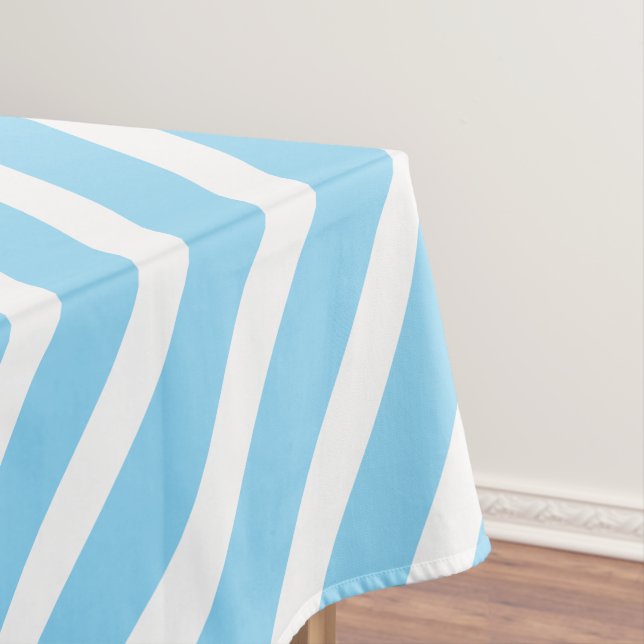 Toalha De Mesa Stripes Náuticas | Azul-bebê e branco com risca (Posição Original)