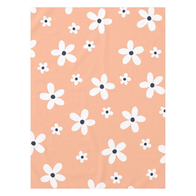 Toalha De Mesa Summer Boho White Daisy Flowers (Frente)