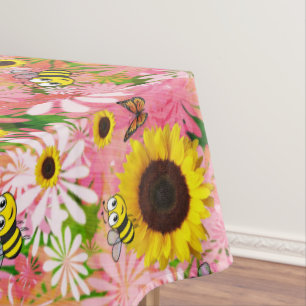 Toalha De Mesa Sunflower Bumblebee Butterfly Tablecloth