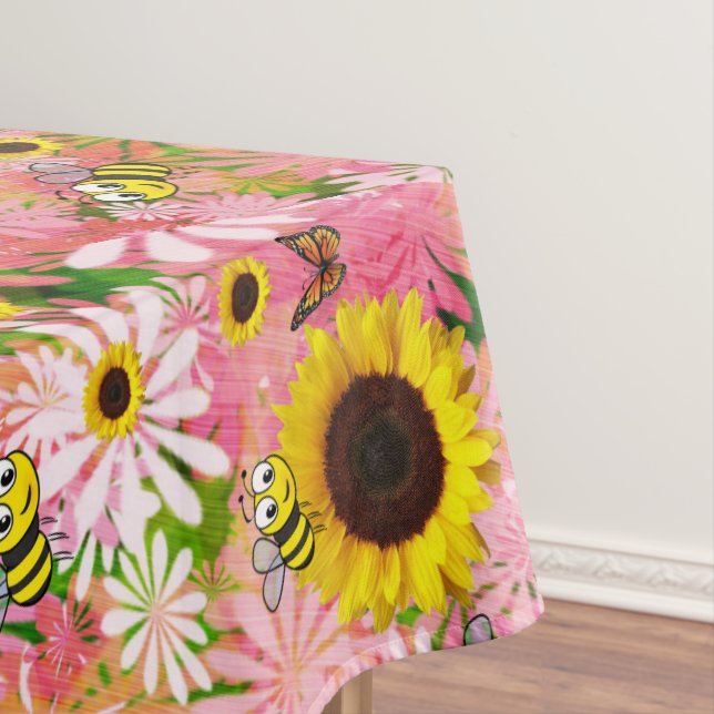 Toalha De Mesa Sunflower Bumblebee Butterfly Tablecloth (Posição Original)