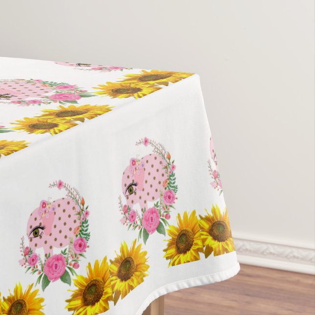 Toalha De Mesa Sunflower Floral Pink Elephine Tablecloth (Posição Original)