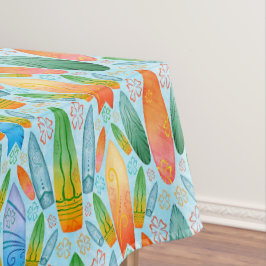 Toalha De Mesa Surfistas de Laranja Verde e Verão Azul