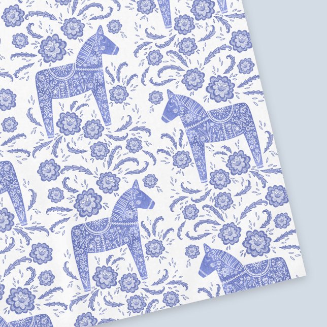 Toalha De Mesa Swedish Dala Horse Blue and White Tablecloth (Criador carregado)